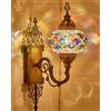 DEMMEX Applique da Parete Turca Marocchina in Mosaico, Globo in Vetro Fatto a Mano, Base in Ottone, Cavo 1,5 m, Illuminazione Decorativa per Soggiorno e Camera, Tappeto Turco