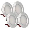 LEDLUX 4 Pezzi Mini Faretto Led Da Incasso Rotondo Slim 3W DC 12V 24V Foro 50mm Per Luci Cucina Bagno Camper (Argento, 4500K)