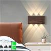 LZGS Go Swing Bands Lampada da parete a batteria LED Lampada da parete con batteria da 5000mAh con interruttore touch control 3 modalità livelli di luminosità per soggiorno corridoio (Noce)