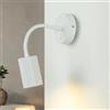 Licht-Erlebnisse Lampada da parete con interruttore, bianco, braccio flessibile, orientabile, applique GU10, lampada da letto collo di cigno, lampada da lettura da parete, lampada da parete da interno, spot