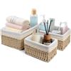 Jukibole Cestino portaoggetti per giocattoli, cestino da bagno, cestino intrecciato, organizer per fasciatoio, cestino per la cameretta dei bambini, set da 3 pezzi in tessuto riciclabile Beige