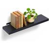 Relaxdays Mensola da parete 4x100x23 cm, effetto legno/metallo, per libri e decori, soggiorno, ingresso, cucina, nero