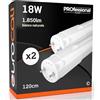 Eurocali 2 Tubi LED 18W 120cm T8 G13 con Starter 1850 Lumen Soffitto Garage Negozio