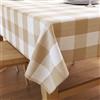 Encasa XO Tovaglia in Cotone, A Quadri Rettangolare, 140x240 cm | Controlli di bufalo beige, Cotone Tinto in Filo 200 GSM | Per Tavolo da 6 to 8 seater | Lavabile in Lavatrice