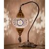 DEMMEX Lampada turca autentica, prodotta in Turchia, lampada da comodino con mosaico turco marocchino, 100% artigianale, corpo in metallo color ottone anticato e base in metallo decorata, 38,1 cm