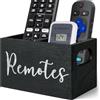 VACONICO Supporto per telecomando, supporto in legno per telecomando TV da tavolo, portaoggetti con 2 scomparti, scatola per telecomando per comodino, comodino (nero)