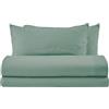 IL BOTTEGONE Completo Letto No Stiro Tinta Unita Effetto Spazzolato Set Lenzuolo Sopra, Lenzuolo Con Angoli 30 cm, Federa copri guanciale - Verde - Singolo