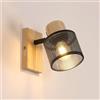 Comely Vintage Applique da Interno Legno e Ferro, E27 Retro lampada da Parete per Interni, Industriale Illuminazione da Parete per Camera da Letto, Soggiorno, Corridoio, Nero (Lampadina non Inclusa)