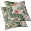 ggaimwf Fodere per cuscini con foglie tropicali Foglia di banana Palma floreale Cuscini del divano Giungla Federe quadrate in lino Esterno Giardino Patio Soggiorno Copricuscini 40x40cm Set di 2