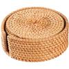 HomeVortex Set di 6 sottobicchieri in rattan intrecciato per pentole calde, padelle, bollitori e tazze, sottopentola rotondi naturali per cucina e sala da pranzo (13 cm)