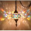 DEMMEX Lampada a sospensione a mosaico turco marocchino, lampada da soffitto con catena da 4,5 metri e spina, fatta a mano, prodotta in Turchia (multicolore)