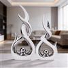 LCCCK Set di 2 sculture astratte in ceramica bianca e argento moderne statue elettroplaccate statue decorative per soggiorno mensola tavolo decorazione per la casa regalo di inaugurazione della casa
