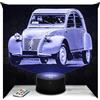 Lampephoto.fr - Lampada 2 CV Luce Notturna 3D Auto d'Epoca | Prodotto in Francia, scelta della base, luminosità regolabile, batteria/USB, regalo per uomini e appassionati di auto