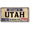Generic Targa in latta con scritta Welcome to USA - Targa decorativa statunitense in latta da 15,2 x 30,5 cm - Stampa artistica da parete in metallo Patriot American Utah