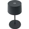 Zafferano, Lampada Olivia Mini, Lampada da Tavolo Portatile e Ricaricabile con Controllo Touch, Adatta per Salotto ed Esterni, Dimmer, 2700-3000 K, Altezza 22 cm, Colore Grigio Scuro