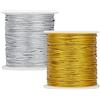 PH PandaHall 100m Corde Metalliche Tinsel String 2mm Confezione Regalo Intrecciato, Filo Gioielli Intrecciati Corda di Natale per Avvolgere Regalo per Artigianato Creazione di Gioielli, Argento e Oro