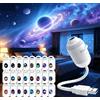 GINGER TECH Proiettore di luce notturna olografica 5D Smart Dynamic, Plug-and-Play, regolabile a 360°, alimentazione USB, planetario cielo stellato, regalo per bambini
