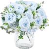 TENGWA 3 Mazzi Peonie Artificiali 32cm Fiori di Seta Blu Fiori Finti Wedding Bouquet Adatto per Matrimoni Decorazioni per Casa Tavola Composizioni Floreali e Uffici