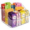 Hynorian Organizzatore per polveri di bevande, trasparente, per bustine di tè e caffè, con divisori rimovibili, contenitore per caramelle, acrilico, per cucina, armadio, stazione caffè ufficio