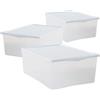 MAURY'S IL NUMERO UNO DEL RISPARMIO Set di 3 Contenitore in Plastica Trasparente Multiuso con Coperchio Resistente Salvaspazio Impilabile BOX TAGLIA S 35 X 25 X H15 CM, 10 Lt.