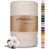 goldmariechen Naturell (naturale) Corda macramè premium 3 mm x 200 m, 100% cotone, filo di cotone per fai da te, decorazione murale, acchiappasogni e artigianato