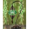 DEMMEX Autentica lampada turca, realizzata in Turchia, stile tiffany, stile tiffany, lampada da comodino a mosaico, 100% realizzata a mano, corpo e base in metallo color ottone antico, 38,1 cm (verde)