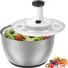 Vihoom Centrifuga Insalata Acciaio Inox, 6L Grande capacità Asciuga Insalata Centrifuga con Insalatiera e Base Antiscivolo, Lava Insalata Centrifuga per Lava e Asciuga Rapidamente Verdure e Frutta