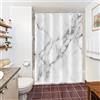 Uiiooazy Tenda Doccia Antimuffa, Tenda da Doccia 150x200cm Grigio Chiaro Effetto Marmo Bianco Moderno Tende da Bagno Tessuto Lavabile Impermeabile Poliestere Tende per Vasca da Bagno con 10 Anelli
