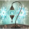 DEMMEX Lampada turca autentica DEMMEX, realizzata in Turchia, lampada da comodino da tavolo in mosaico marocchino turco, realizzata al 100% a mano, corpo in metallo color antico e base decorata