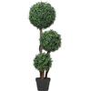 HOMCOM Palla artificiale di bosso grande 100cm a tre sfere, pianta artificiale in plastica con tronco di legno in vaso, pianta finta come reale per soggiorno camera da letto ufficio giardino