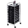 GIANTEX Carrelli Porta Oggetti, con 10 Cassetti, 2 Ruote Bloccabili, Braccioli Metallici, Portabile e Pratico, per Ufficio, Studio, Cucina, 5 Colori Disponibili, 37x32,5x86 cm (Nero)
