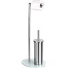 MOHOME Scopino con Porta Carta Igienica Acciaio Inox 20x28x72 Cm Autoportante Piantana Portarotolo Scopino Base Vetro Temperato Scopettone WC Spazzolino Moderno Design Da Pavimento Accessori da Bagno