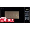 Sharp Forno a microonde R242BKW Solo, 20 L, 800 W, 5 livelli di potenza, 8 programmi automatici, scongelamento a peso e tempo controllato, blocco bambini, modalità risparmio energetico, piattaforma girevole in vetro (25,5 cm), nero