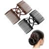 HAPZUR Pettine Magico 2 Pezzi per Capelli Spessi, Fermagli Elastici a Doppio Pettine Regolabili Donna per Creare Chignon Eleganti, Acconciature Vintage e Donare Volume Naturale ai Capelli.