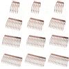 XCSJ 12 pettini laterali in metallo da 5, 10, 12, 14 denti (oro rosa) | Pettine per capelli fai da te, da sposa, per velo, per donne, ragazze, accessori per capelli fai da te