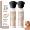 Generico Cipria fissante con protezione solare SPF 50 e pennello integrato;cipria minerale opacizzante con pennello morbido; formula delicata a lunga durata adatta a pelli sensibili adulti e bambini (2Pezzo)