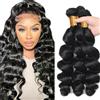Creuost Extension di capelli umani brasiliani non trattati, ondulati, 61, 66, 71 cm, 1B, nero naturale, 3 ciocche, totale 150 g, per donne