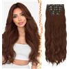 BARSDAR 60cm Sintetici Lunga Ondulati Auburn Medio Clip Extension Capelli | 5PCS Layered Soft Wave, Lace Weft, Setosi Morbide Voluminosi Leggeri, Easy Wear Confortevole Fit,Tangle-free Aspetto Naturale