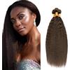 Creuost Extension di capelli umani brasiliani brasiliani non trattati, 61 cm, 66 cm, 71 cm, #4, castano cioccolato, 3 ciocche, totale 150 g, per donne