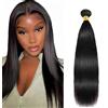 Hxxcoup Straight Bundles Human Hair #1B Natural Black Prolungamento Capelli Unprocessed Double Weft Weave Brazilian Remy Virgin Human Hair Extension 100g/bundle 16 Inch