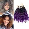 TESS 20 cm Crochet Braids Hair 3 Pezzi Estensioni Trecce Treccia di Capelli Sintetici Treccia Onda d'acqua Ricci Posticci Ispessimento dei capelli sintetici 90g Nero/viola naturale