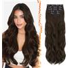 BARSDAR 60cm Sintetici Lunga Ondulati Marrone Cioccolato Extension Capelli | 5PCS Layered Soft Wave, Lace Weft, Setosi Morbide Voluminosi Leggeri, Easy Wear Confortevole Fit,Tangle-free Aspetto Naturale