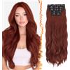 BARSDAR 60cm Sintetici Lunga Ondulati Scuro Auburn Rosso Extension Capelli | 5PCS Layered Soft Wave, Lace Weft, Setosi Morbide Voluminosi Leggeri, Easy Wear Confortevole Fit,Tangle-free Aspetto Naturale