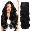 BARSDAR 60cm Sintetici Layered Loose Ondulati Nero Clip Extension Capelli