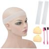 YTBYT 2 fasce per parrucca in silicone traspirante, antiscivolo, elastico con impugnatura per parrucca, con cuffia per parrucca, spazzola per capelli per parrucca fissa (bianco)