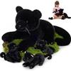MorisMos Grande pantera, peluche XXL con bambino nella pancia, 45 cm, morbido peluche gigante pantera, giocattolo di compleanno, regalo di Natale per bambini