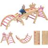 AIYAPLAY 8-in-1 Struttura Montessori in Legno per Interni 1.5-4 Anni Rosa