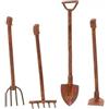 HDouii Set di 4 attrezzi da giardino in miniatura, 1:12, mini paletta, zappa e forcella, giardino delle fate, accessori, decorazione per mobili, micro paesaggio, sculture da giardino, statue, accessori per