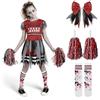 Spooktacular CreationsCostume da cheerleader zombie per bambini, costume da cheerleader morta per bambine, costume da leader spaventoso per feste di Halloween, giochi di ruolo, taglia M