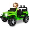 BabyCar Jeep Elettrica Per Bambini | Auto con Sedili in Pelle, Porte Apribili, MP3/USB/Micro SD | Macchina Elettrica per Bambini 12V con 2 Motori 35W | Licenza Ufficiale Jeep | Verde